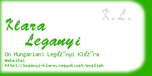 klara leganyi business card
